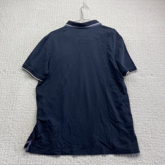 Au Noir Mens Polo 1X Cotton Dark Blue Collar Casual Stretch Golf Sports Read - Picture 14 of 16